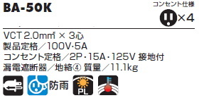 ハタヤリミテッド 漏電遮断器付【接地付】 シンタイガーレインボー