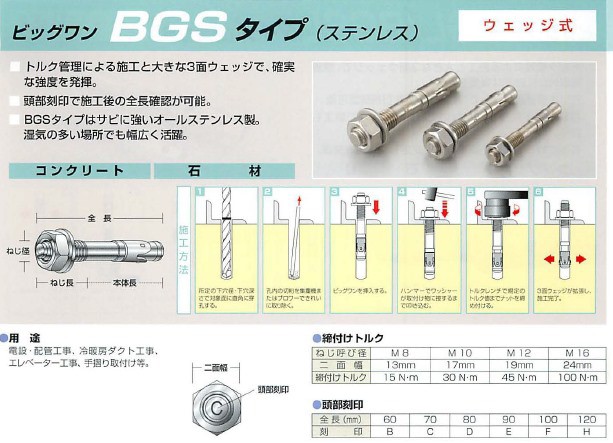 ユニカ ビッグワン BGSタイプ (ステンレス) 小箱：30本 BGS-1070 かんだ！