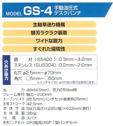 電動油圧らくらくパンチ 亀倉精機 電動油圧式 デスクパンチ GS-4 かんだ！