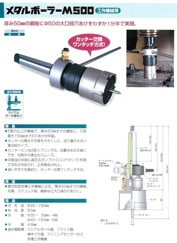 ミヤナガ メタルボーラーM500 工作機械用 MBM かんだ！