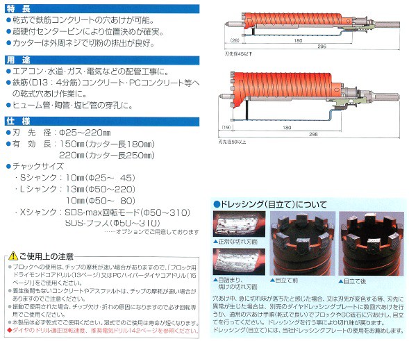 ミヤナガ/MIYANAGA 乾式ドライモンドコアドリル SDSプラスシャンク