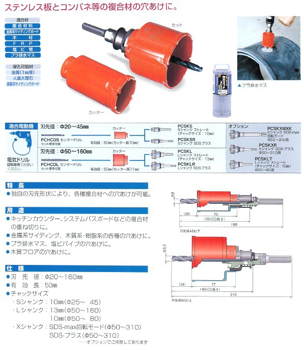 ミヤナガ PCH50C コアドリル カッター 複合 ハイブリット ポリクリック