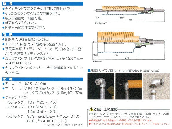 ミヤナガ 乾式ハイパーダイヤコアドリル PCHP かんだ！