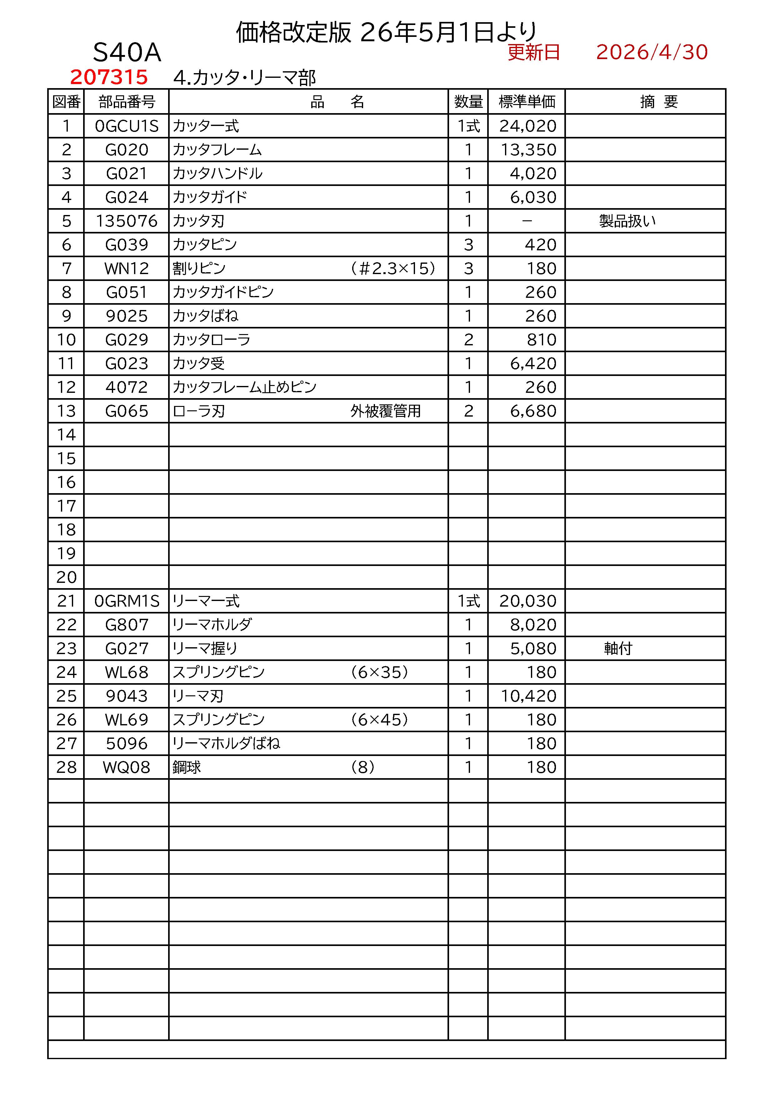 REXパイプマシン部品