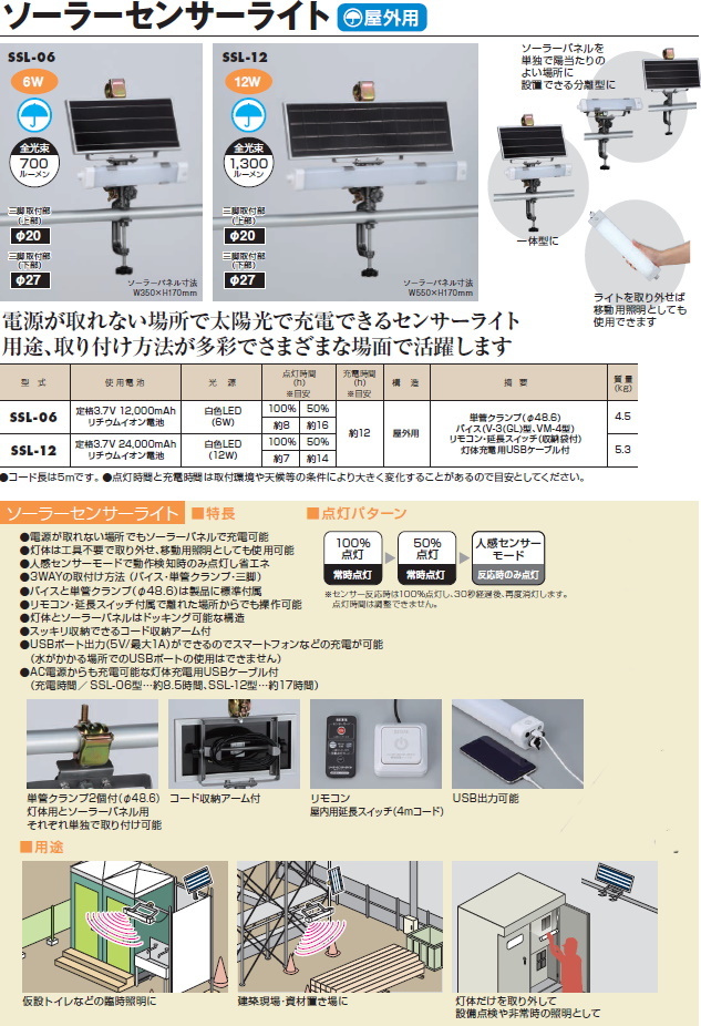 ハタヤリミテッド LEDタイプ ソーラーセンサーライト 屋外用 SSL-06 かんだ！