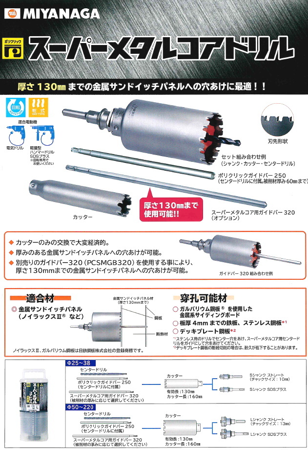 ミヤナガ ポリクリックスーパーメタルコアドリル カッター Φ210×130mm