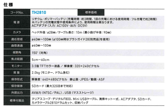 Asada アサダ 管内検査カメラ クリアスコープ2810 TH2810 かんだ! Asada アサダ 管内検査カメラ クリアスコープ2810 TH2810 かんだ!